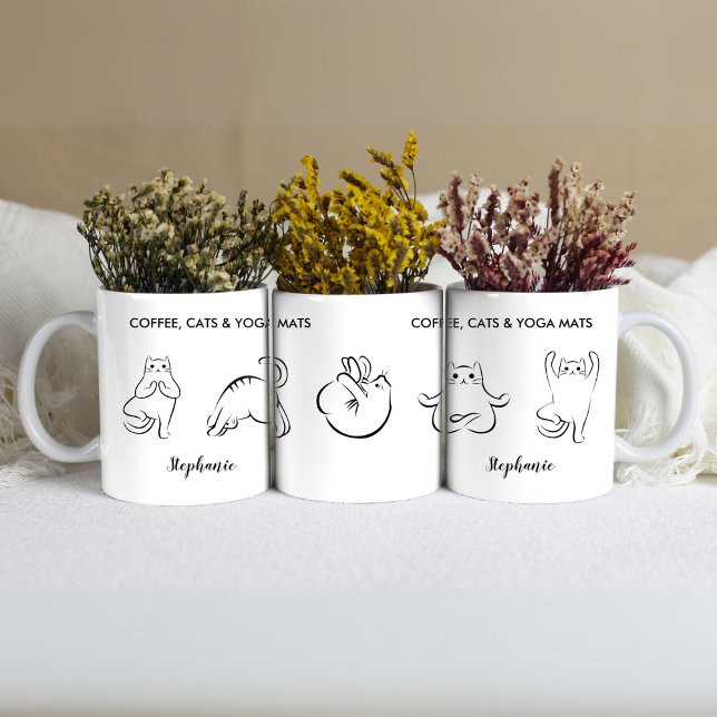 Cute Personalised Cats Yoga Mats Coffee Mug (Cute Personalized Cats Yoga Mats Coffee Mug)