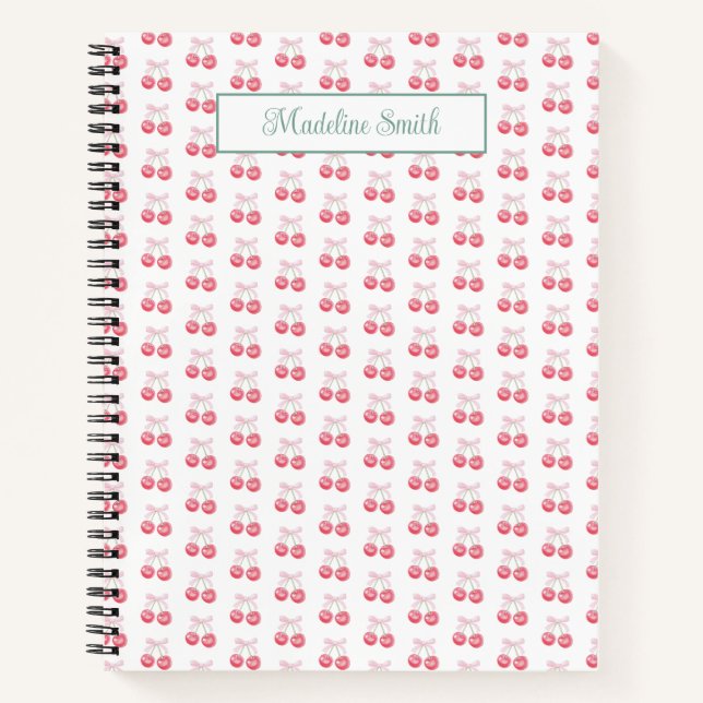 Cute Personalised Cherry  Notebook (Front)
