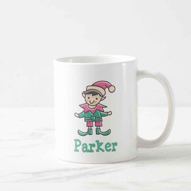 Cute Personalised Christmas Elf Coffee Mug (Right)