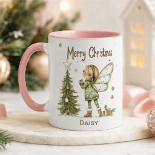 Cute Personalised Christmas Fairy and Tree  Mug