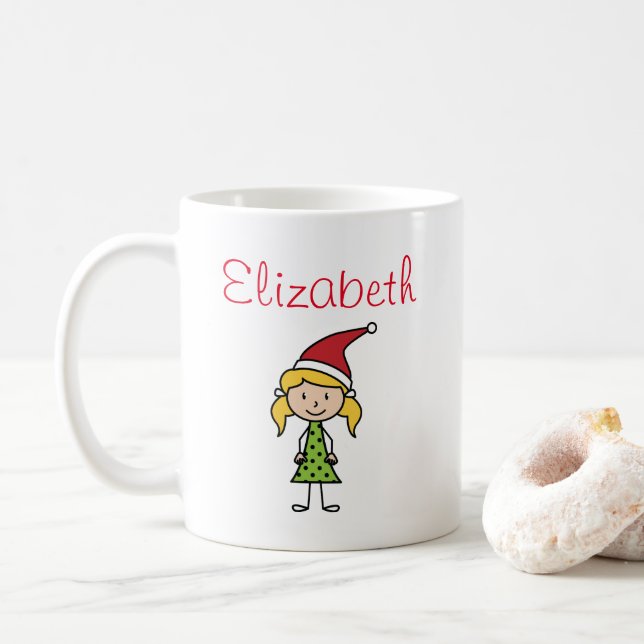 Cute Personalised Christmas Holidays Kids Custom Coffee Mug (With Donut)
