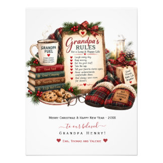 Cute Personalised Christmas & New Year for Grandpa Photo Print