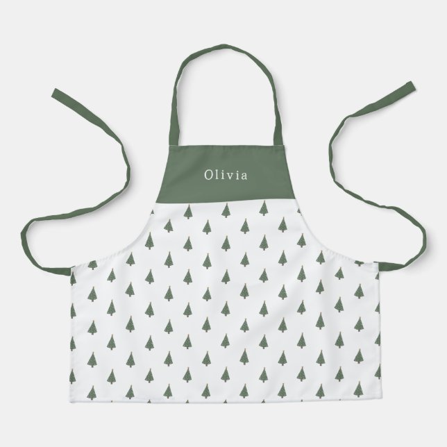 Cute Personalised Christmas Trees Pattern Apron (Front)