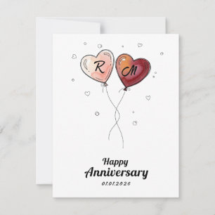 Cute Personalised Couple Anniversary Heart Card