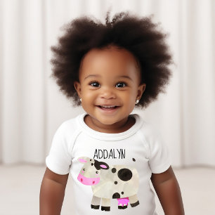 Cute Personalised Cow Baby Bodysuit