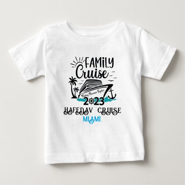 Cute Personalised Cruise Ship Family Trip Sunset T Baby T-Shirt (Front)