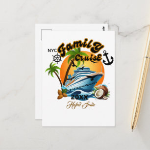 Cute Personalised Cruise Ship Family Trip Sunset T Postcard