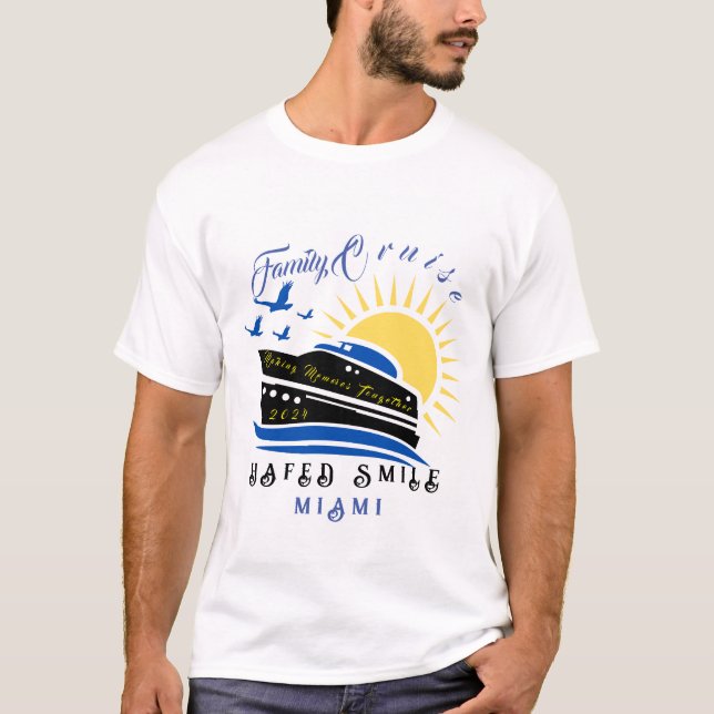 Cute Personalised Cruise Ship Family Trip Sunset T T-Shirt (Front)