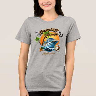 Cute Personalised Cruise Ship Family Trip Sunset T Tri-Blend Shirt