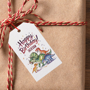 Cute Personalised Dinosaur Birthday Gift Tags