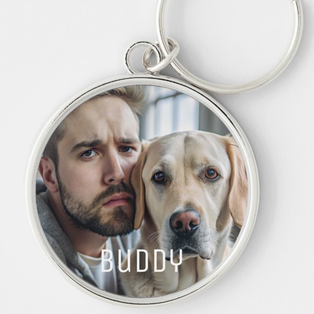 Cute Personalised Dog Lover Pet Photo Keepsake Key Ring (Front)