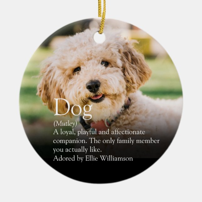 Cute Personalised Dog Photo Definition Ceramic Ornament (Front)