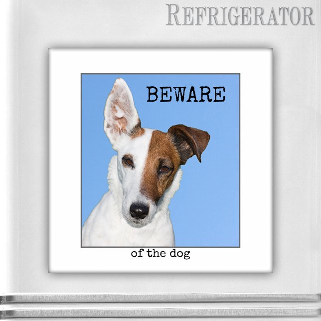 Cute Personalised Dog Photo Magnet (Funny photo magnet featuring your own favorite photo framed by a minimalist white and gray border)
