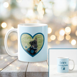 Cute Personalised Dog Walking Buddy Heart Photo Coffee Mug