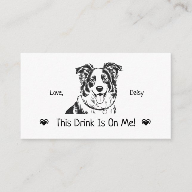 Cute Personalised Dog Wedding Drink Ticket Enclosure Card (Front)