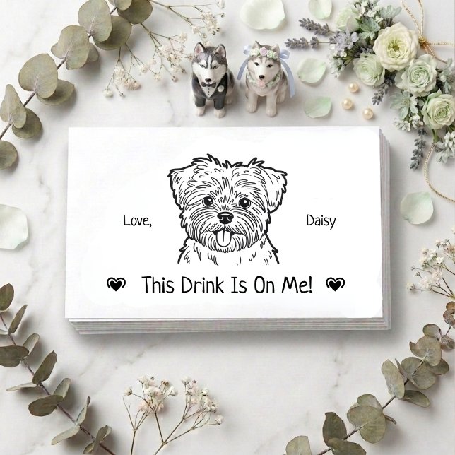 Cute Personalised Dog Wedding Drink Ticket Enclosure Card (Creator Uploaded)