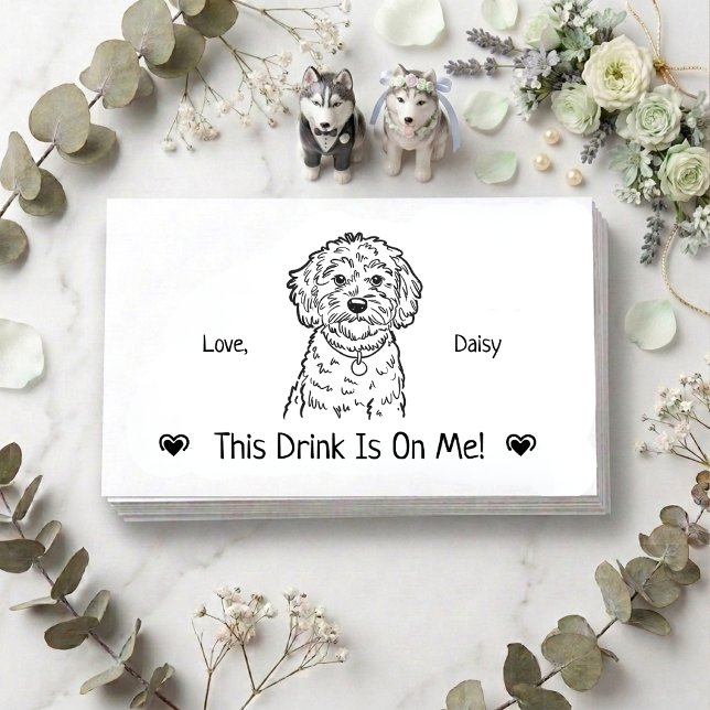 Cute Personalised Dog Wedding Drink Ticket Enclosure Card (Creator Uploaded)