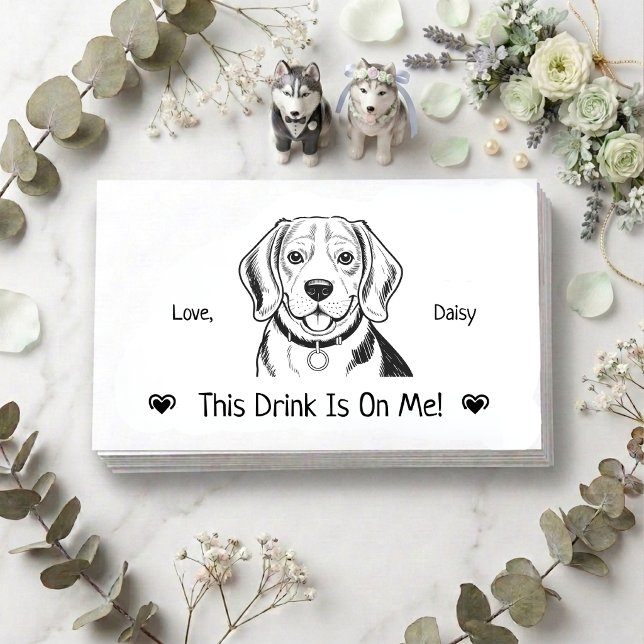 Cute Personalised Dog Wedding Drink Ticket Enclosure Card (Creator Uploaded)