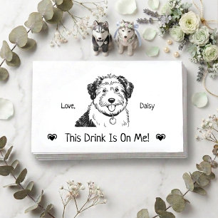 Cute Personalised Dog Wedding Drink Ticket Enclosure Card