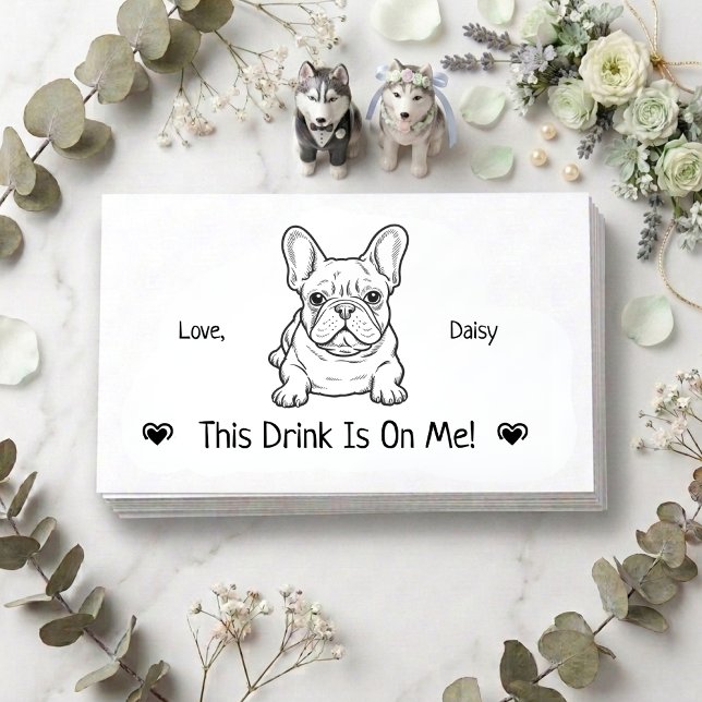 Cute Personalised Dog Wedding Drink Ticket Enclosure Card (Creator Uploaded)