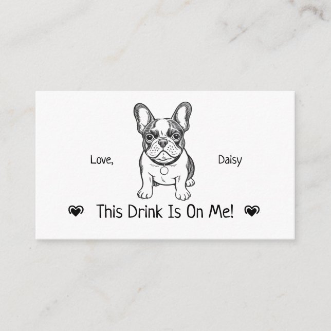 Cute Personalised Dog Wedding Drink Ticket Enclosure Card (Front)