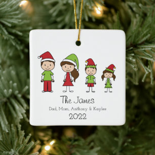 Cute Personalised Family Christmas Ceramic Ornament