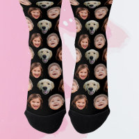 Cute Personalised Family Face 3 Photos Black
