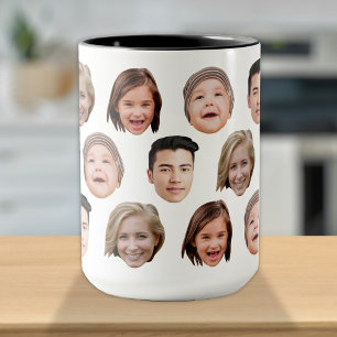 Cute Personalised Family Face 4 Photos Mug