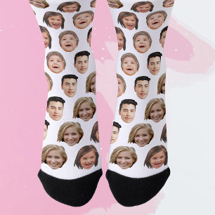 Cute Personalised Family Face 4 Photos Socks