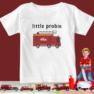 Cute Personalised Fire Truck Firefighter Baby T-Shirt