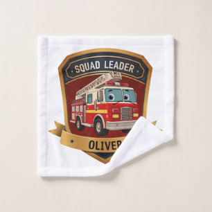 Cute Personalised Firefighter Badge Wash Cloth