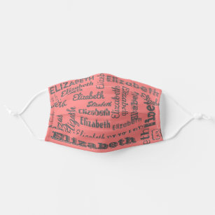 Cute Personalised First Name Pattern on Coral Red Cloth Face Mask