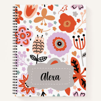 Cute Personalised Floral kids Notebook