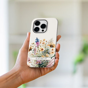 Cute Personalised Floral Monogram Wildflower iPhone 14 Case