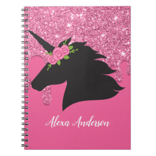 Cute Personalised Floral Unicorn Notebook