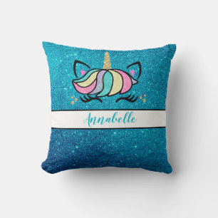 Cute Personalised Floral Unicorn Throw Pillow