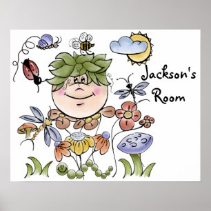 Cute Personalised Flower Garden Fairy Poster