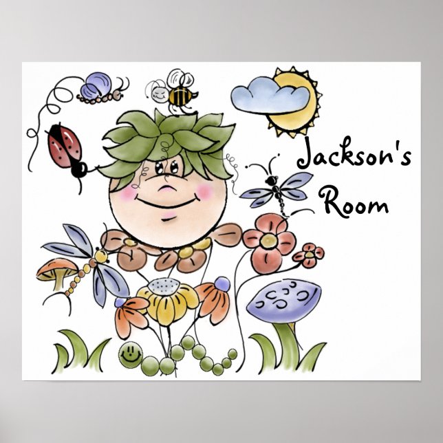 Cute Personalised Flower Garden Fairy Poster (Front)