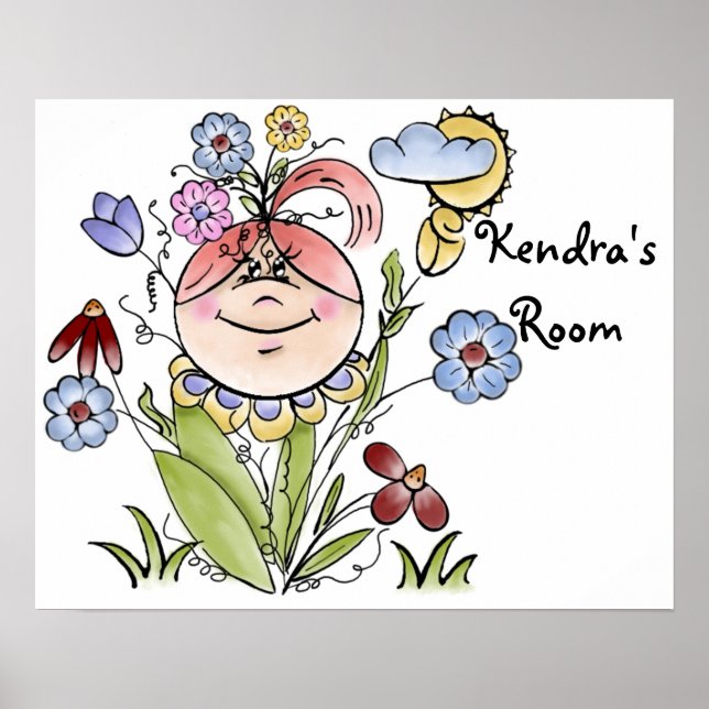 Cute Personalised Flower Garden Fairy Poster (Front)