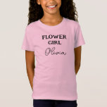 Cute Personalised Flower Girl Pink T-Shirt<br><div class="desc">Your flower girl will look pretty in pink in this cute minimalist girly tee. A great memento for your Daughter,  Granddaughter or Niece on your special day. To change the name and role click on the personalise button.</div>
