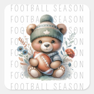 Cute Personalised Football Square Sticker