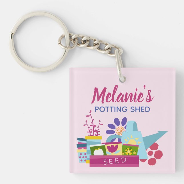 Cute Personalised Gardening Shed Key Key Ring (Front)