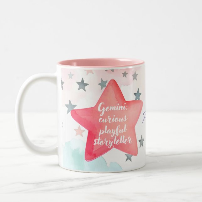 Cute Personalised Gemini Zodiac Sign Mug for Girl (Left)