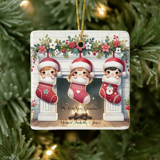 Cute Personalised Gift To Grandma From Grandkids Ceramic Ornament (Tree)
