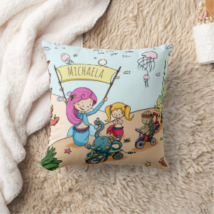 Cute Personalised Girl Mermaid Cushion