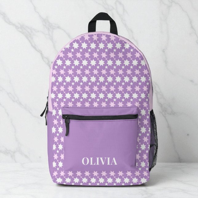 Cute Personalised Girls Purple Pink Stars Kids Printed Backpack (Cute Personalized Girls Purple Pink Stars Kids Printed Backpack)