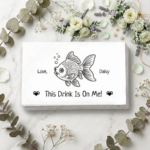 Cute Personalised Goldfish Wedding Drink Ticket Enclosure Card