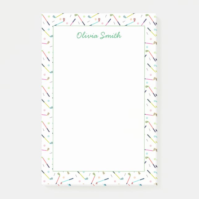 Cute Personalised Golf Pattern Women Post-it Notes (Front)