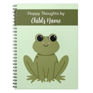 Cute Personalised Green Frog Hoppy Thoughts Notebook