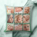 Cute Personalised Green Photo Collage Pillow<br><div class="desc">A cute photo collage pillow with your own favourite photos framed by a green painted design. Beautiful for baby pictures as a Mother's Day gift or for other occasions with your travel or pet photos for instance ... </div>